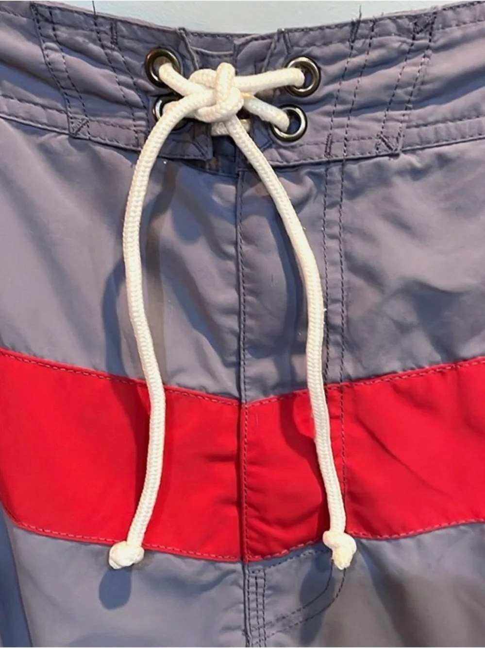 J.Crew Men’s Swim Trunks Size 36 Blue Red Stripe Board Shorts Quick Dry